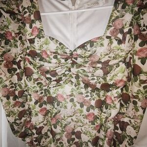 Floral Long Sleeve Dress - Pink and Brown